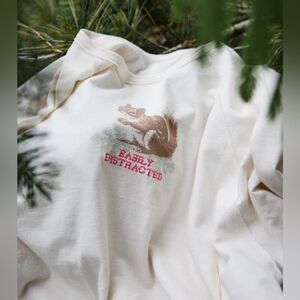 🪷 NWT Aerie Cozy Long Sleeve Oversized Boyfriend T-Shirt In Natural, S